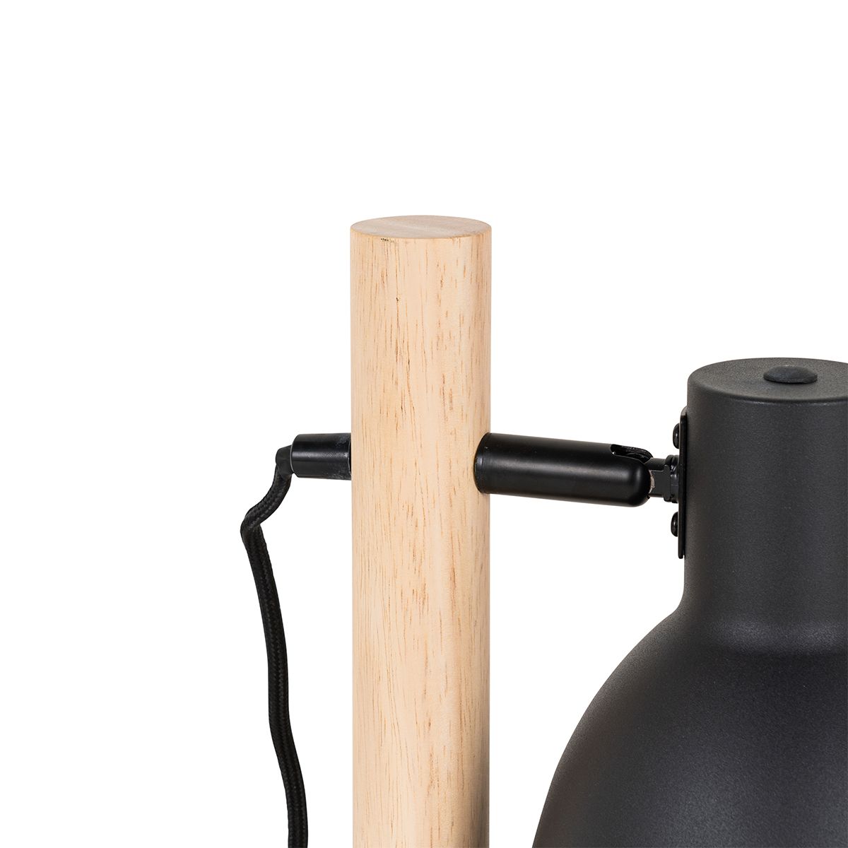 Landelijke tafellamp zwart met hout - Flint