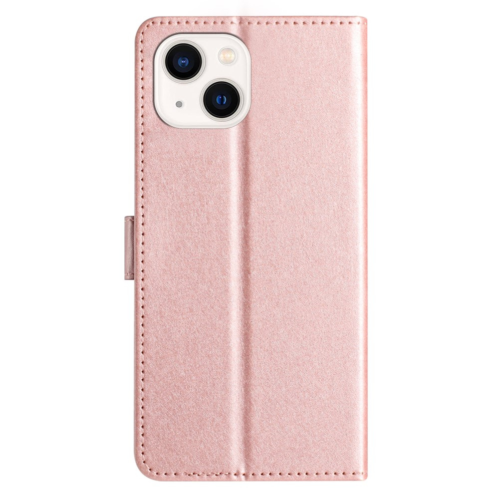 iPhone 15 Leder Tasche Flipcover Wallet mit Kartenfächern - Roségold