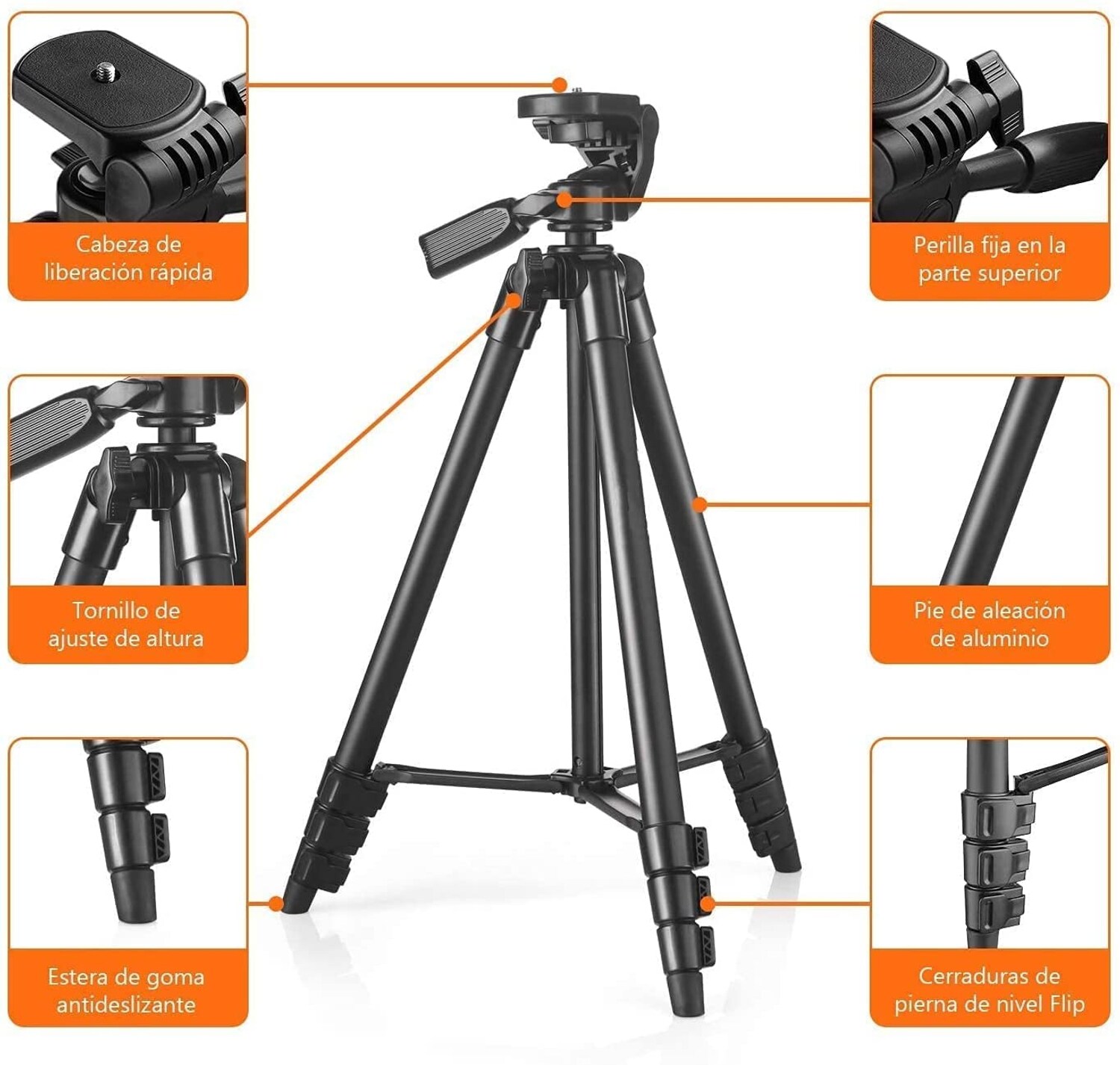 Tacklife MLT01 Kamerastativ 40,5-136cm, 5 in 1 Leichtes Aluminiumstativ, 1/4