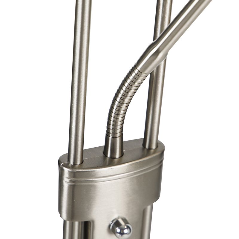 Vloerlamp staal met leeslamp incl. LED dimbaar in Kelvin - Diva