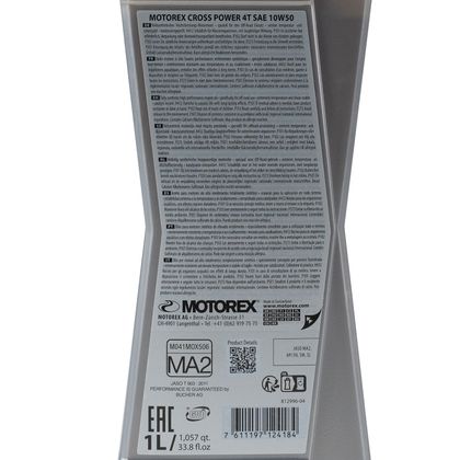 Huile moteur Motorex CROSS POWER 4T 10W50 1L Universel