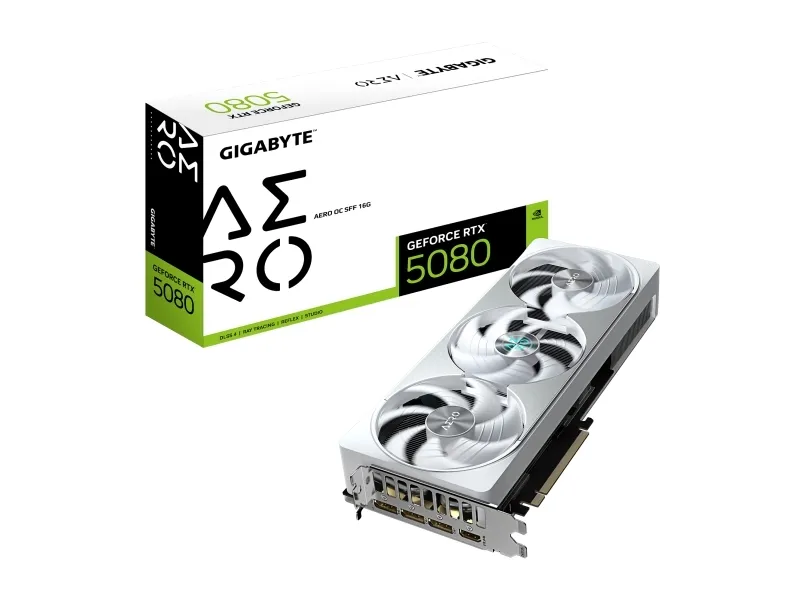 Gigabyte GeForce RTX 5080 AERO OC SFF 16G - Grafikkort - GeForce RTX 5080 - 16 GB GDDR7 - PCI Express 5.0 - 3 x DisplayPort, HDMI - boks