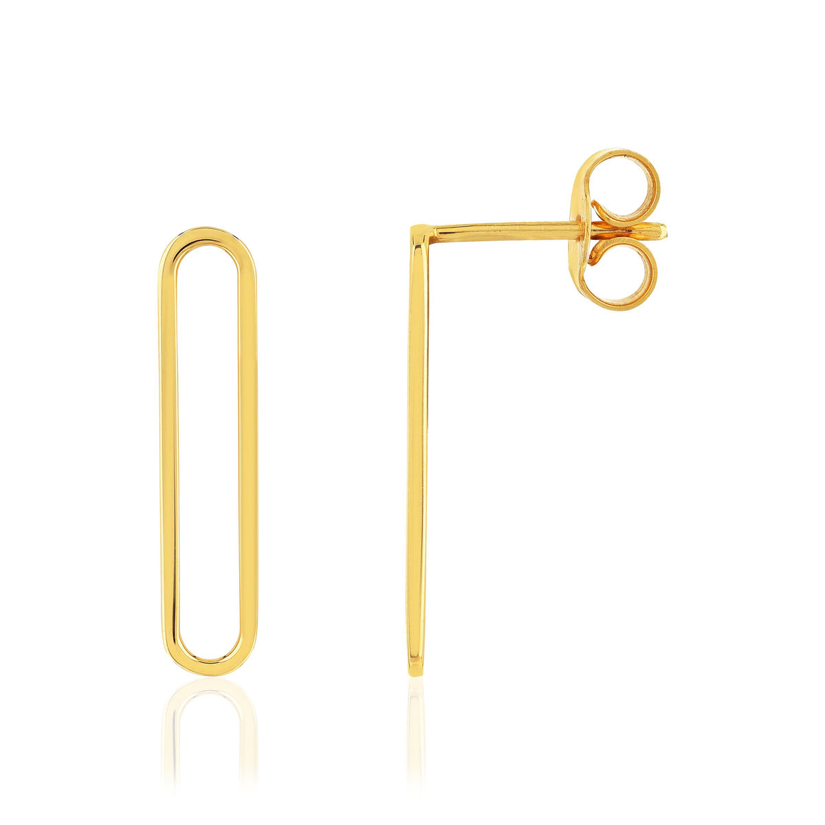 Boucles d'oreilles or jaune 375, motif trombone