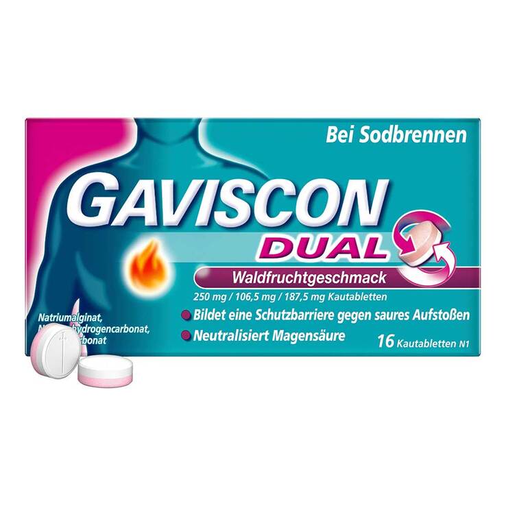 Gaviscon Dual Waldfrucht 250mg / 106,5mg / 187,5mg Kta, 16 St