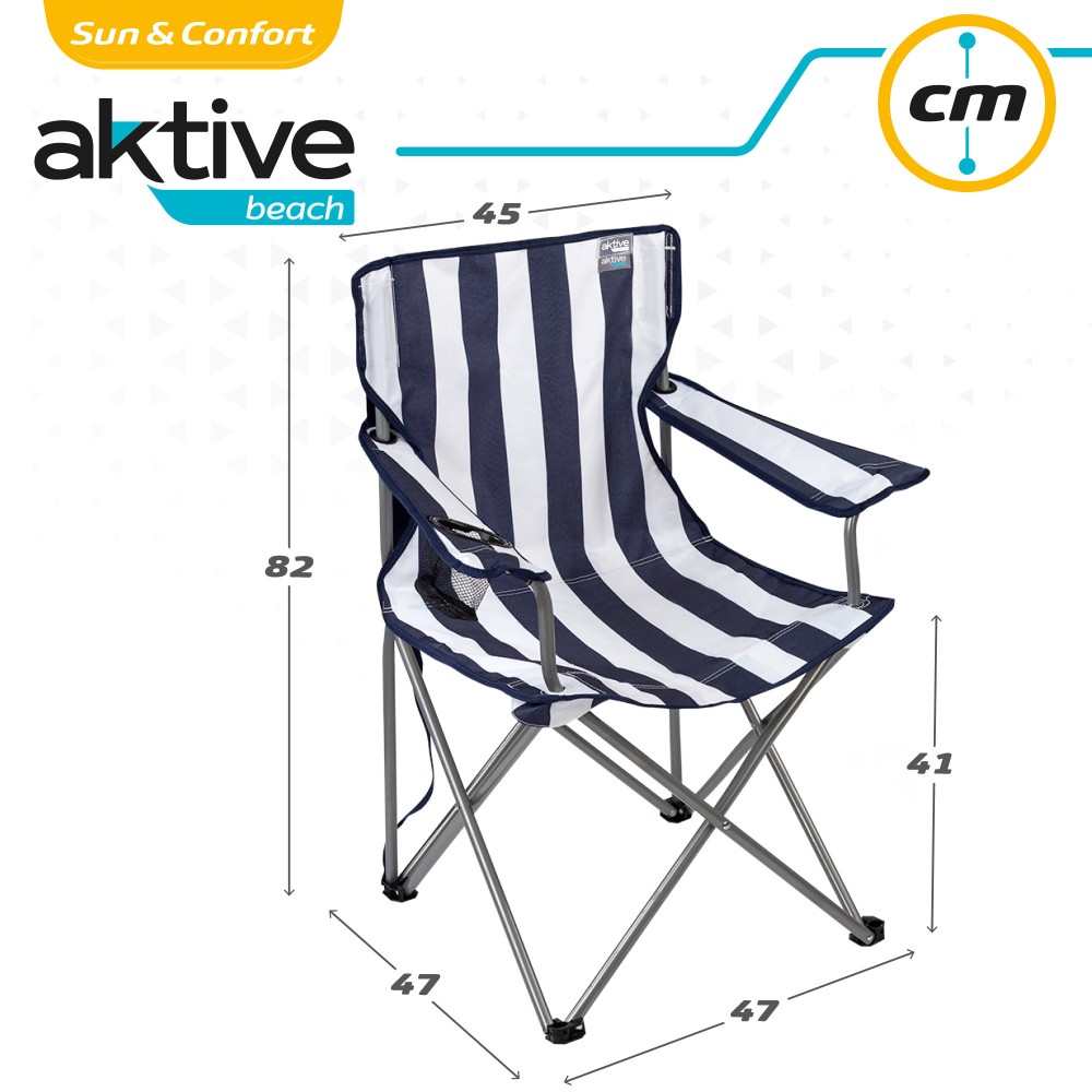Cadeira de camping dobrável Aktive com porta-copos