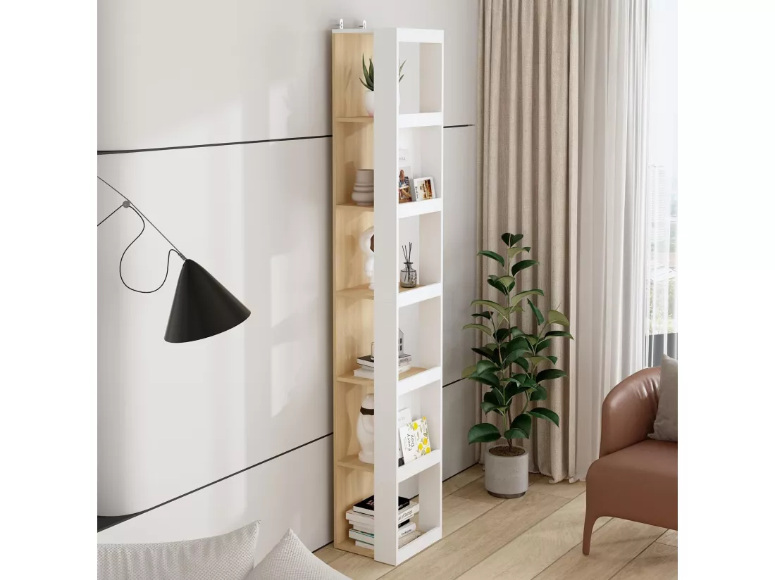 Bibliothèque avec 6 compartiments étagère de bureau étagère sur pied 104x140x24cm Blanc
