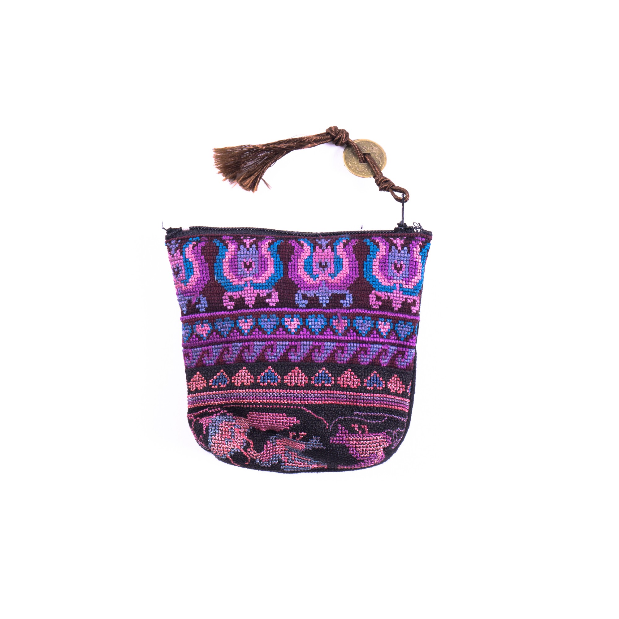 Geldbörse mit traditionellen Stickereien, purpur, multicolor, H 11 cm, B 10 cm günstig bestellen