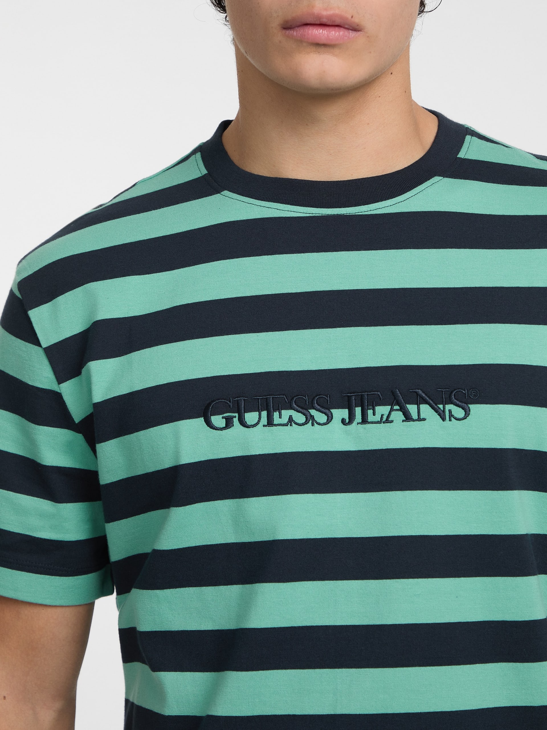 Camiseta com logo listrado