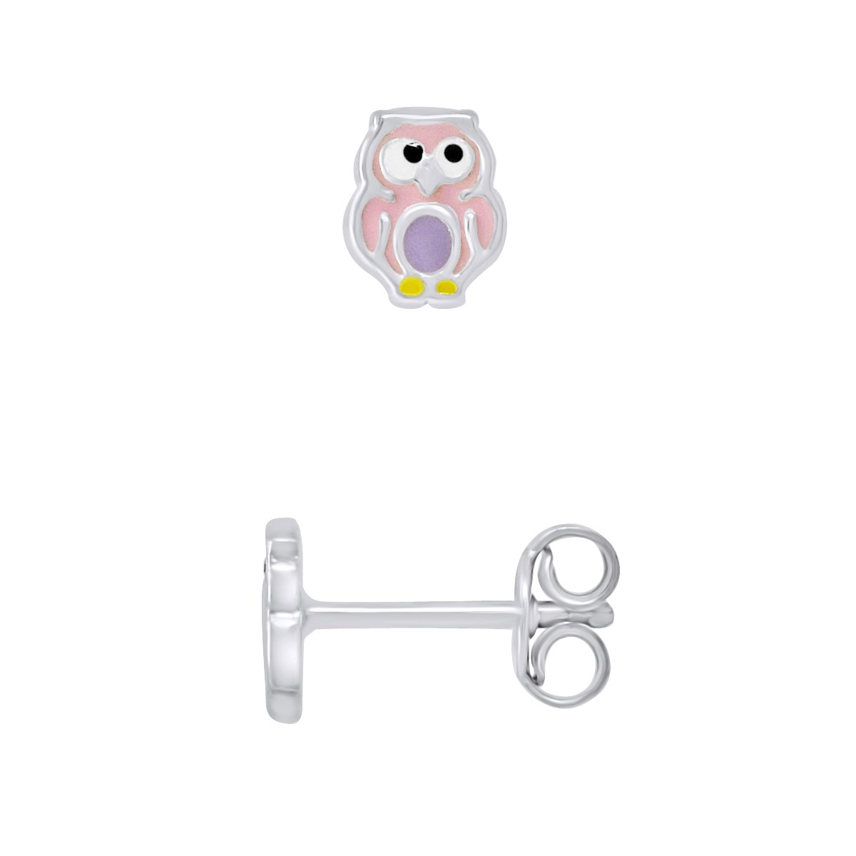 Boucles d'Oreilles CHOUETTE ROSE - Argent 925