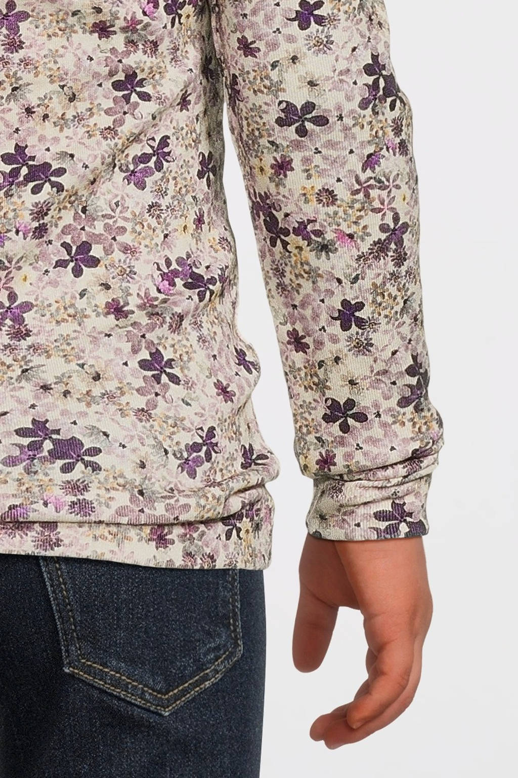 NAME IT gebloemde longsleeve NMFPNINA ecru/paars/roze