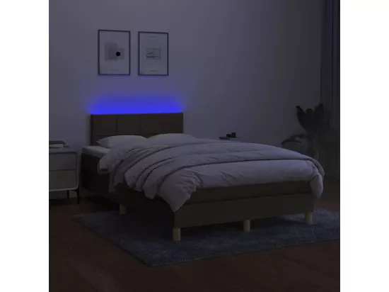 Sommier tapissier matelas et LED Marron foncé 120x200 cm Tissu