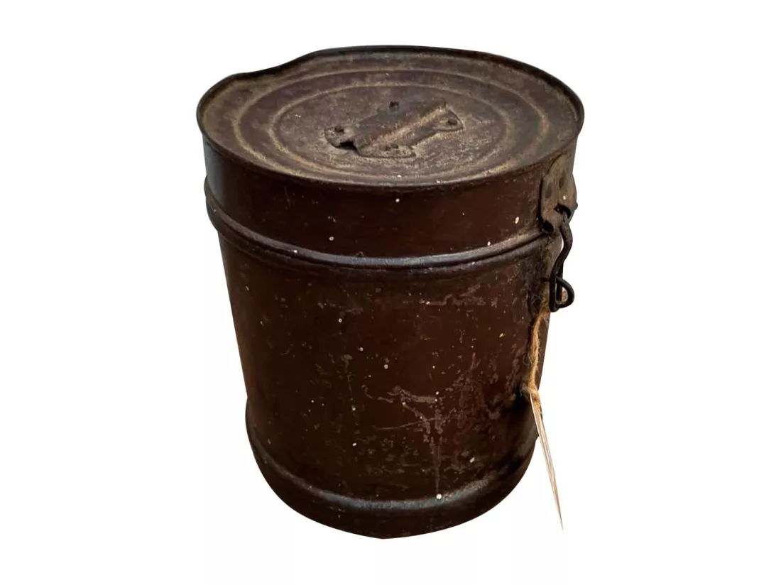 Bidon en metal marron 19x19x23h