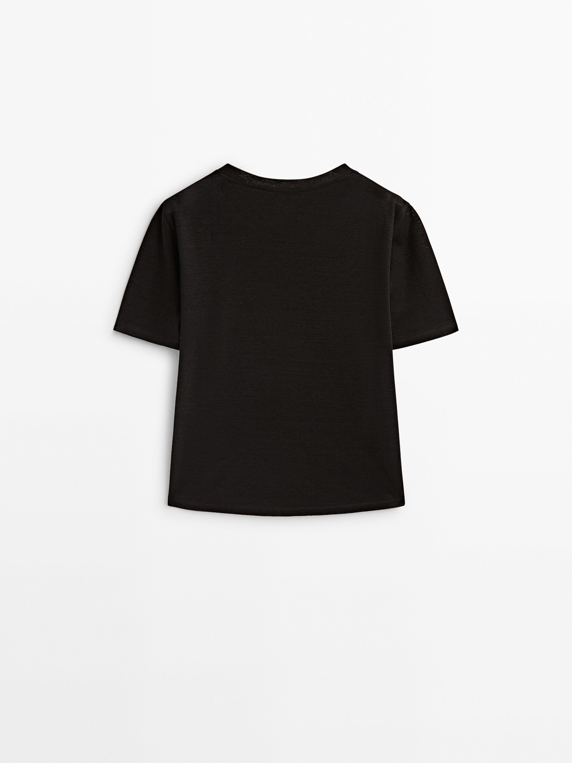 Camiseta de manga curta 100% linho - PRETA
