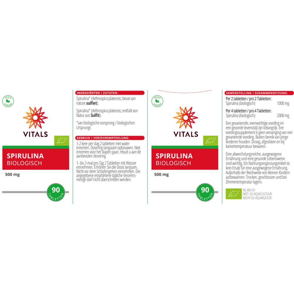 Vitals Spirulina Biologisch90 tabletten