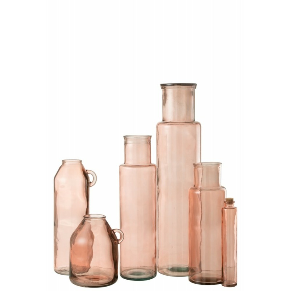 Vase avec anse en verre rose 20x20x25 cm