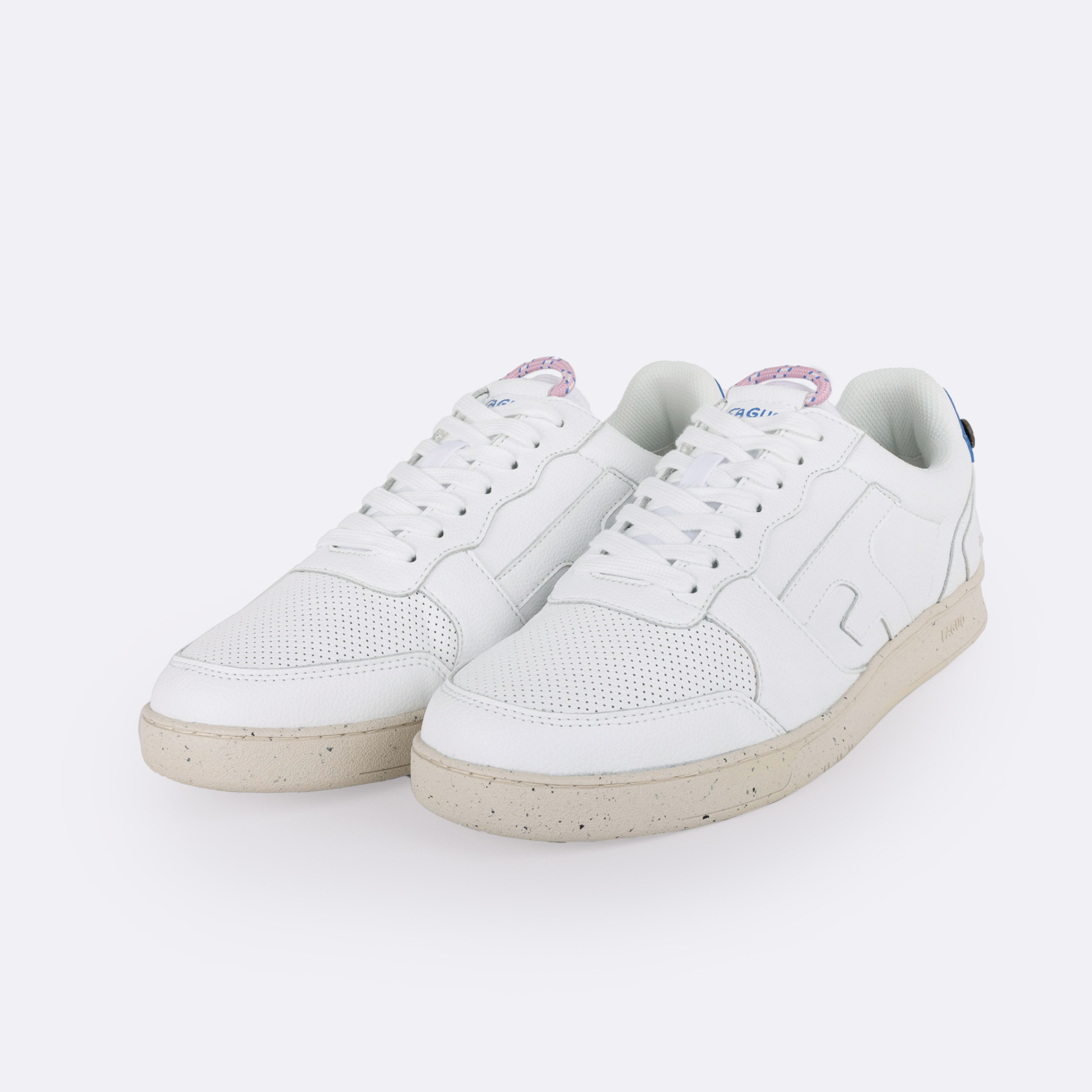 Baskets blanches & bleu - Diego Faivre cuir recyclé - modèle hazel