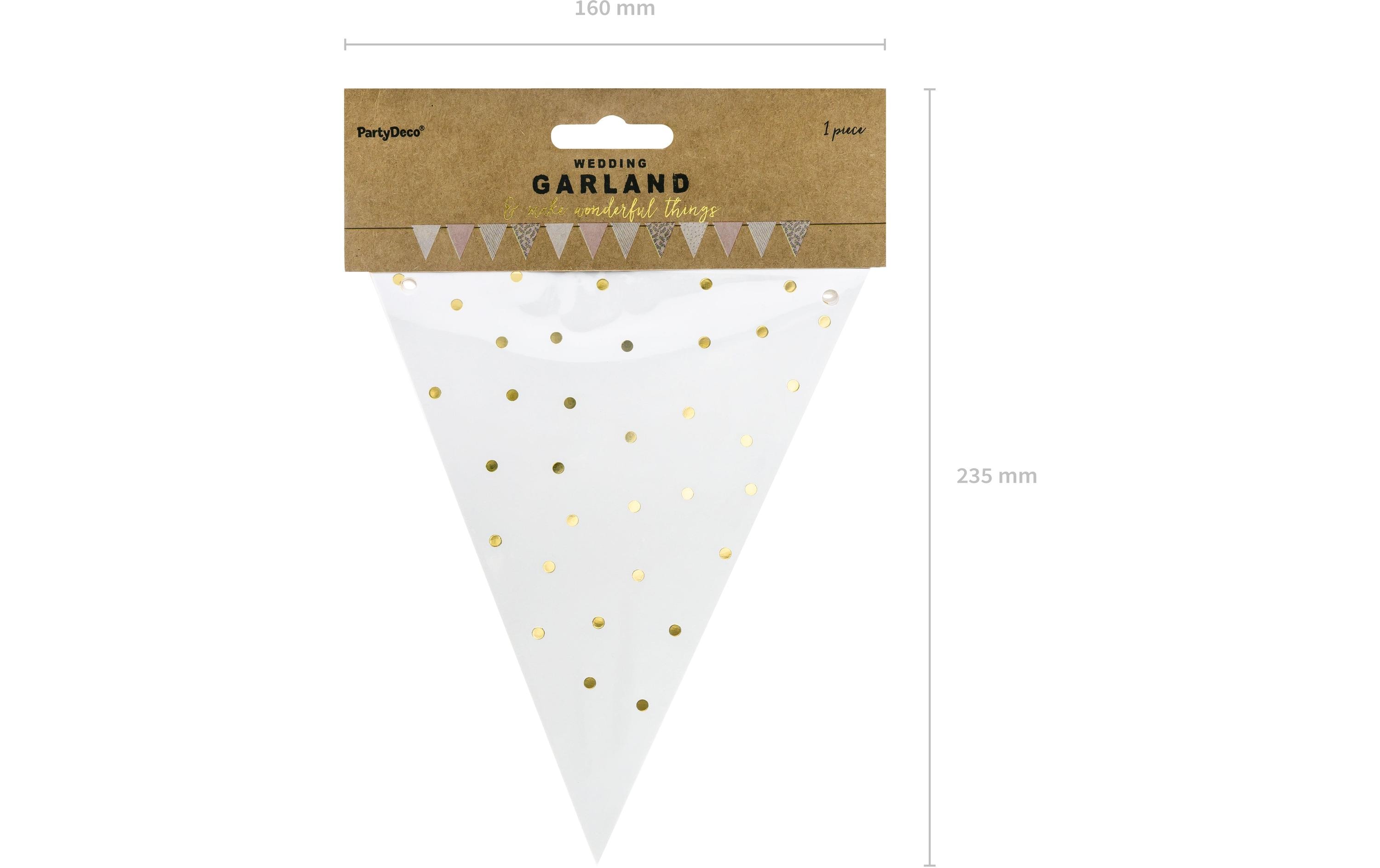 Girlande Flaggen 2.1 m, Gold/Hellrosa/WeissPapiergirlande