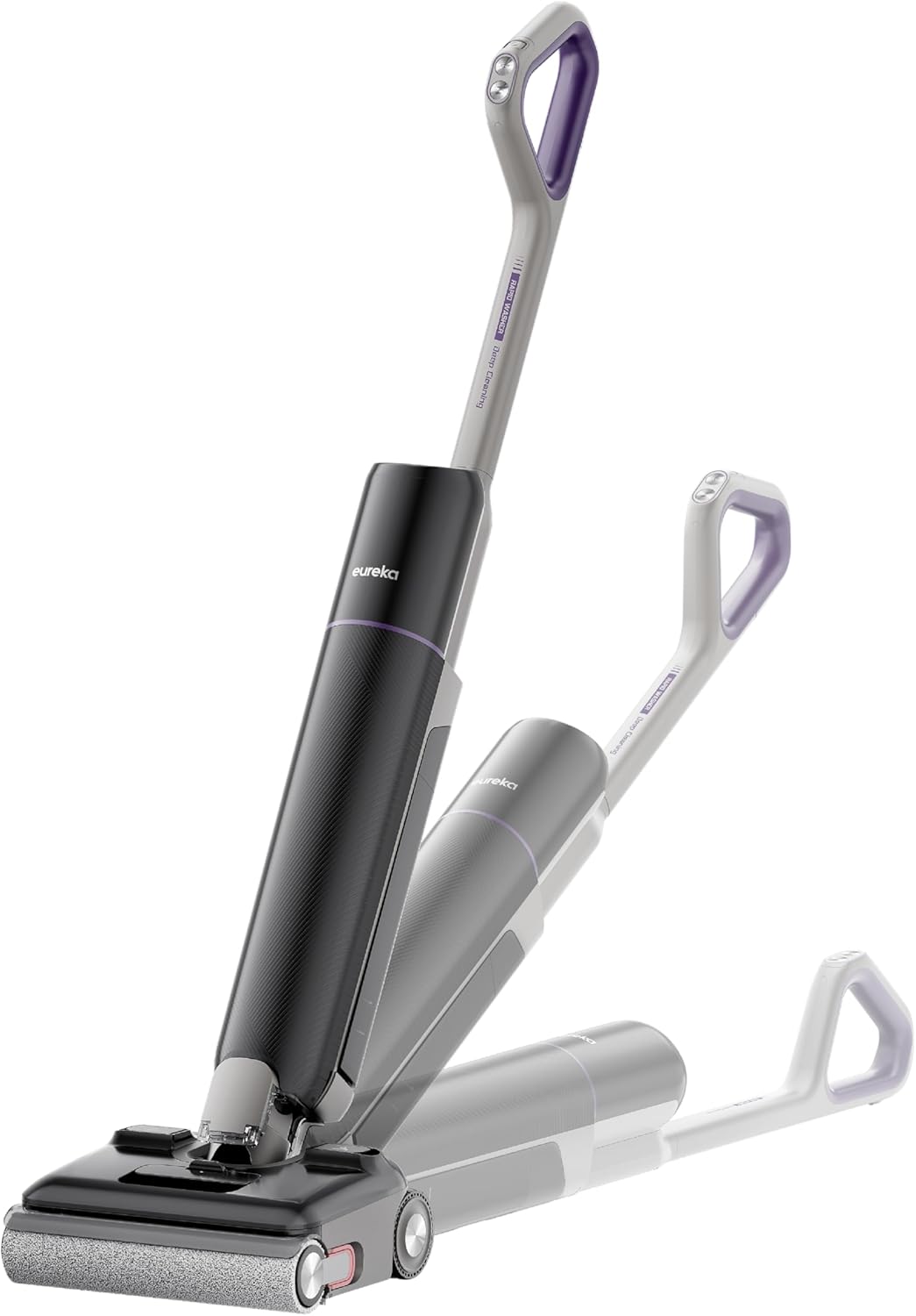 Eureka FloorShine 880 Nass Trockensauger Akku, 24 kPa Kabelloser Staubsauger mit Wischfunktion, 100°C Selbstreinigung, 5-Min-Trocknung, Anti-Tangle, 3-seitig Kantenreinigung, 180° Flach Saugwischer