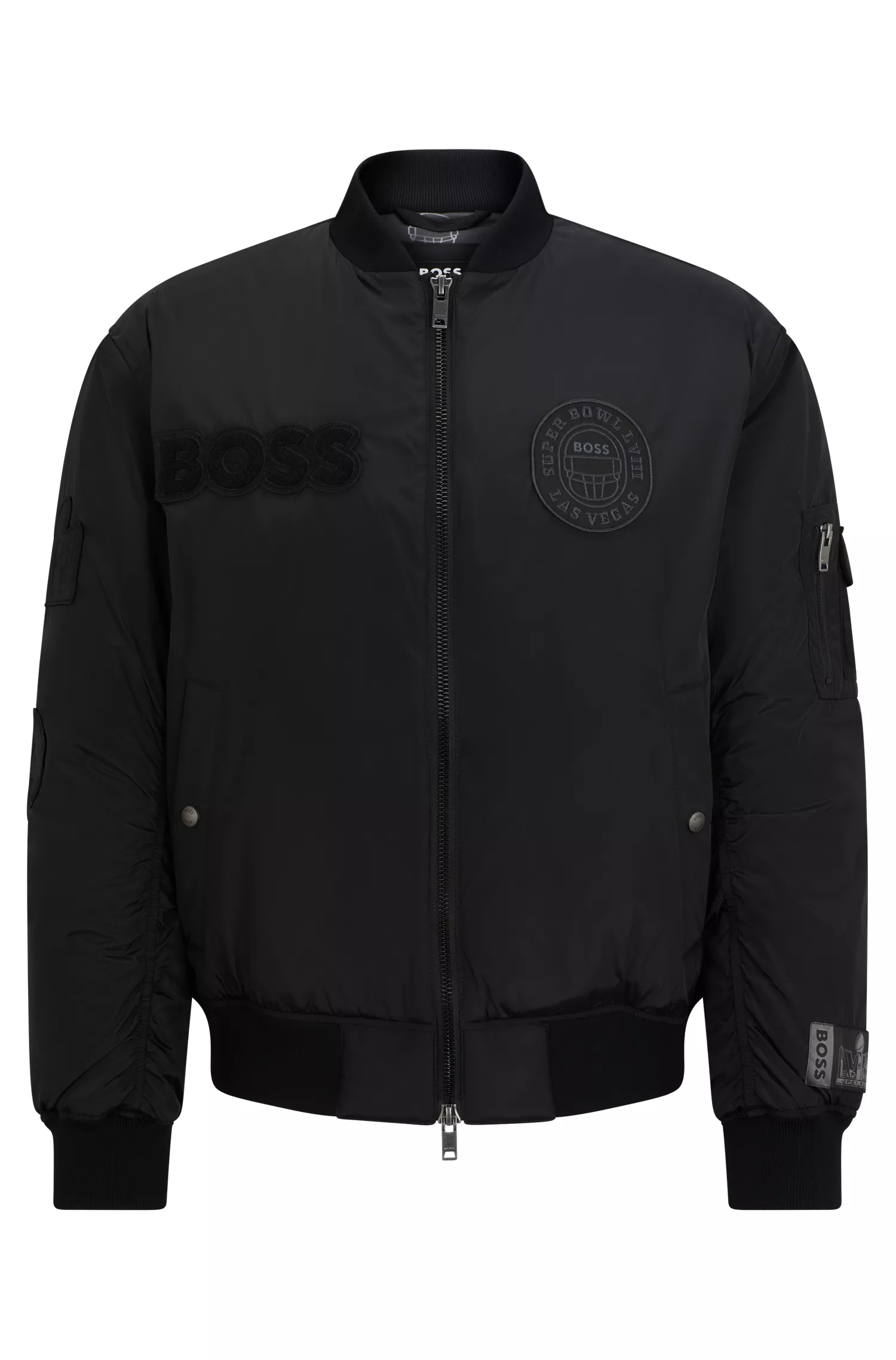Jaqueta bomber acolchoada BOSS Orange-BOSS x NFL com patches especiais