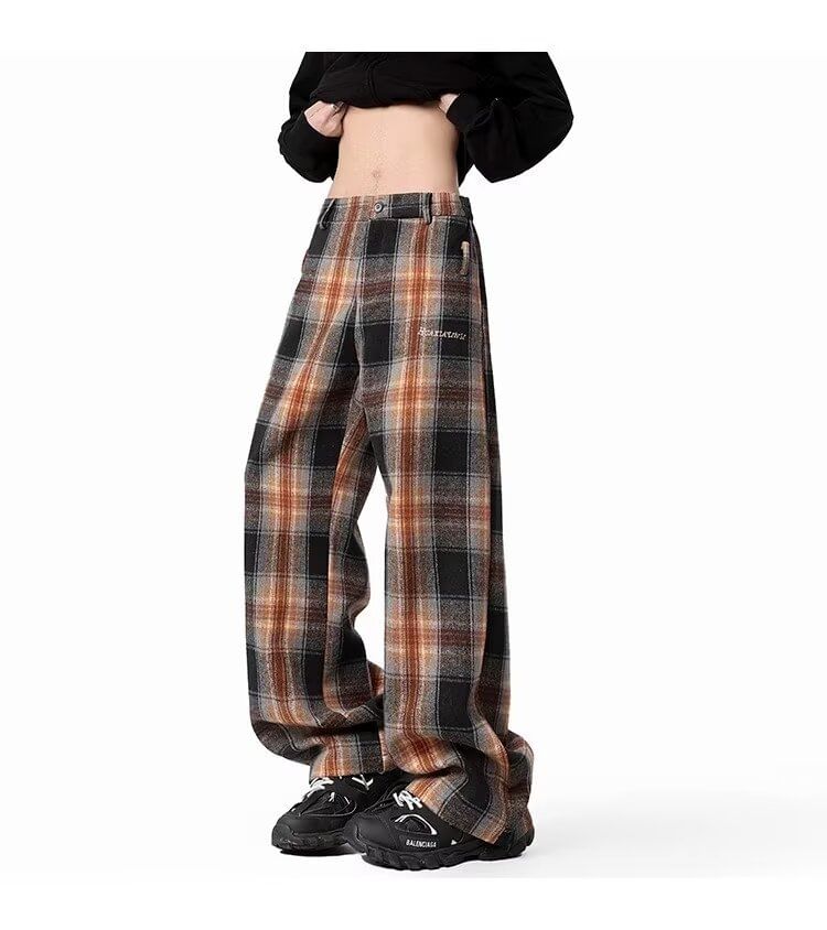 Nikoflin - Geruite broek met rechte pijpen en gemiddelde taille