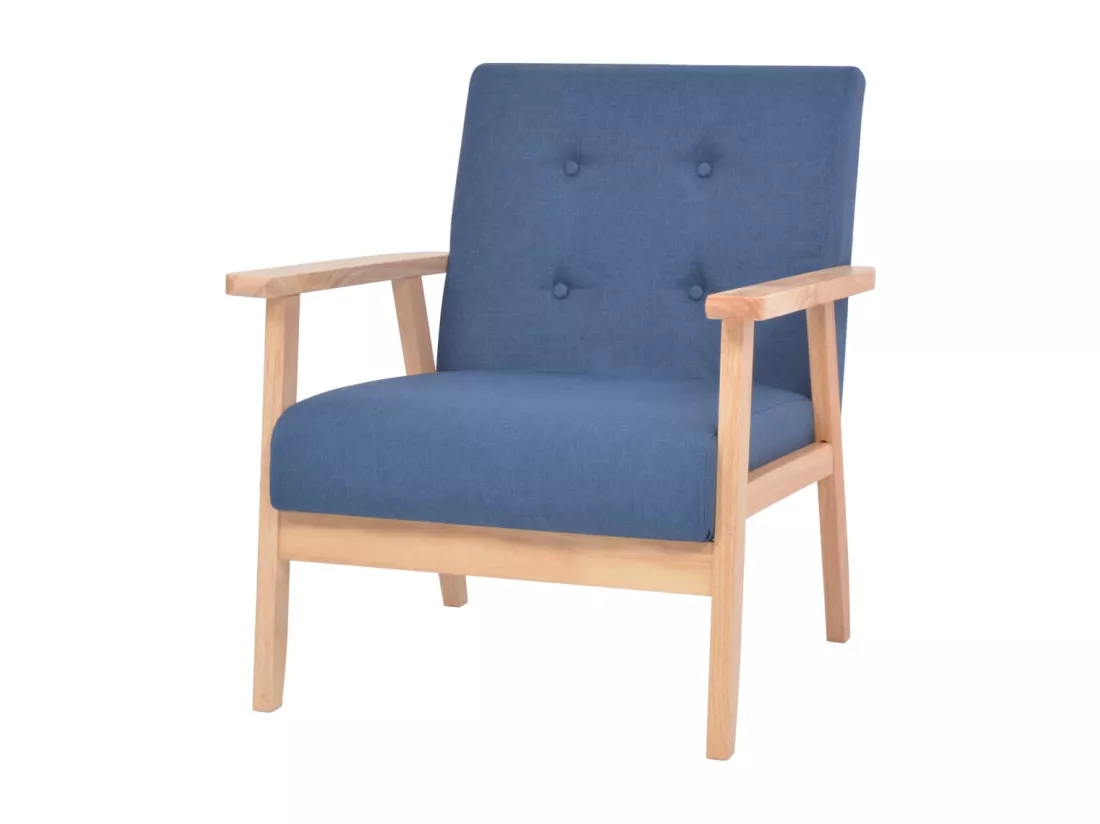 NETTLIFE Ensemble de canapé 3 pcs Tissu bleu