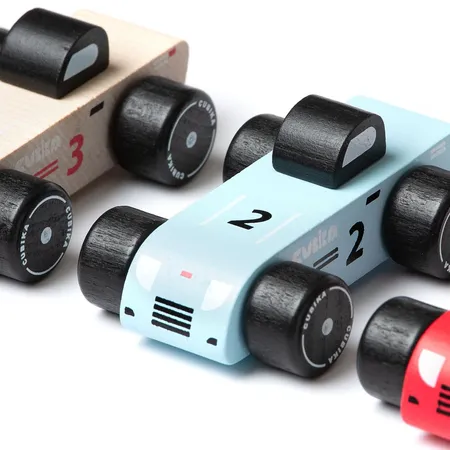 Cubika Rennauto Set aus Holz, 3-teilig