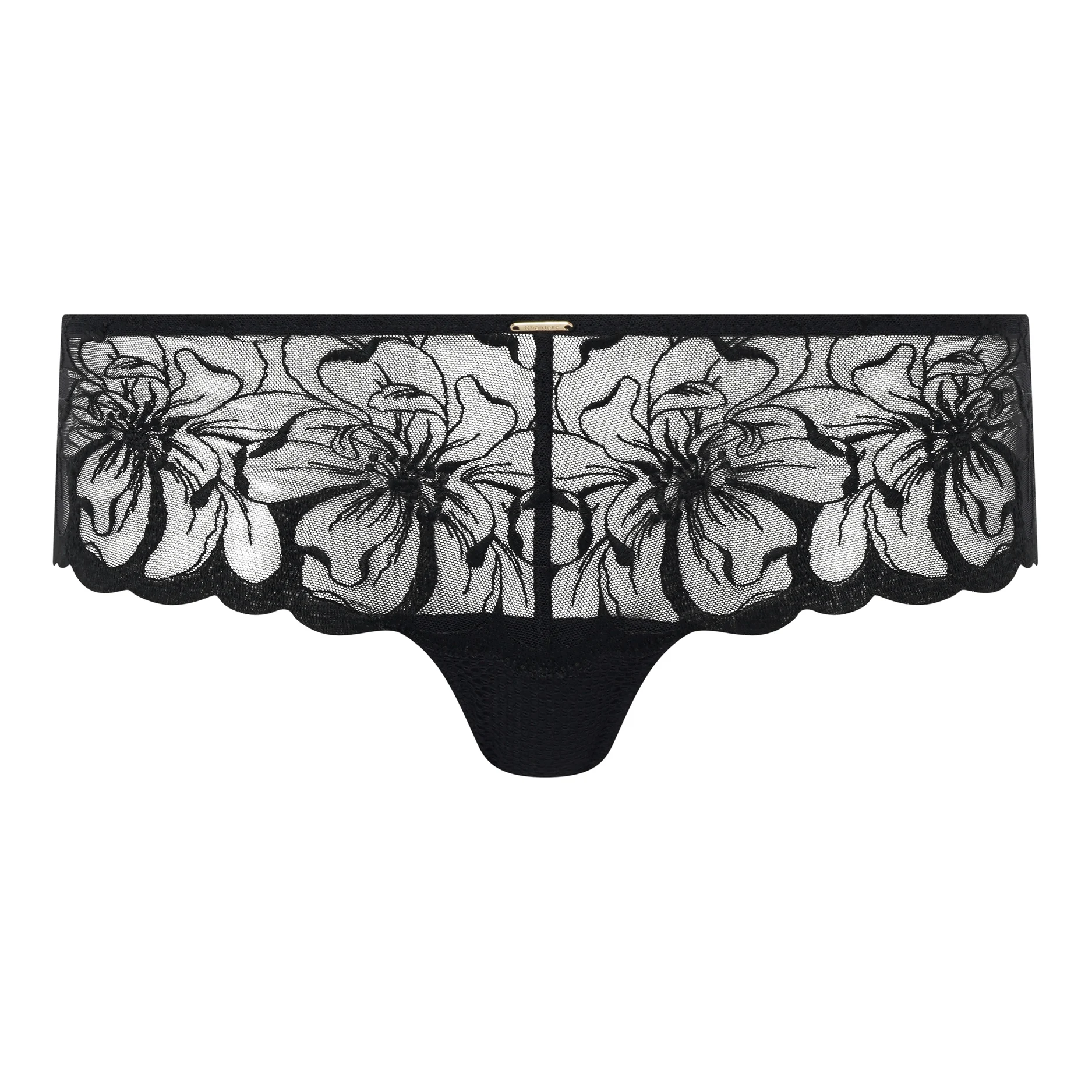 FLEURS - Shorty dégagé broderie florale | Noir
