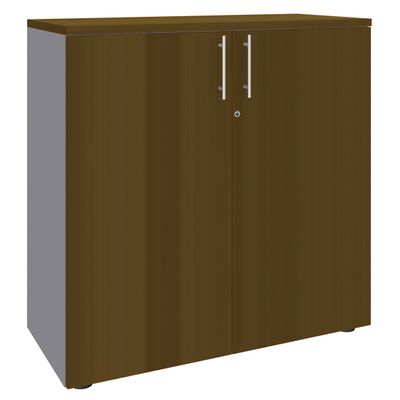 Armoire mi-haute IDRA/DUAL - L80 x H102 x P47 - 2 portes - 2 tablettes métal pour DS - Corps alu - Portes et dessus noyer
