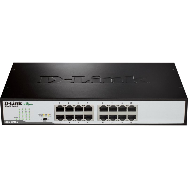 D-Link DGS-1016D/E commutateur réseau Non-géré Noir, Métallique