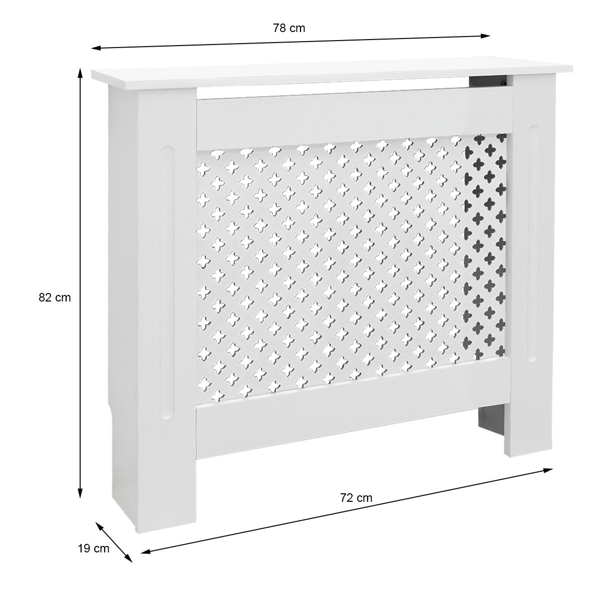 ECD Germany radiatorbekleding met honingraatmotief, 78x19x82 cm, wit gelakt MDF, voor slaapkamer en woonkamer - radiatorbekleding, radiatorbekleding, verwarmingsbekleding, radiatorbekleding