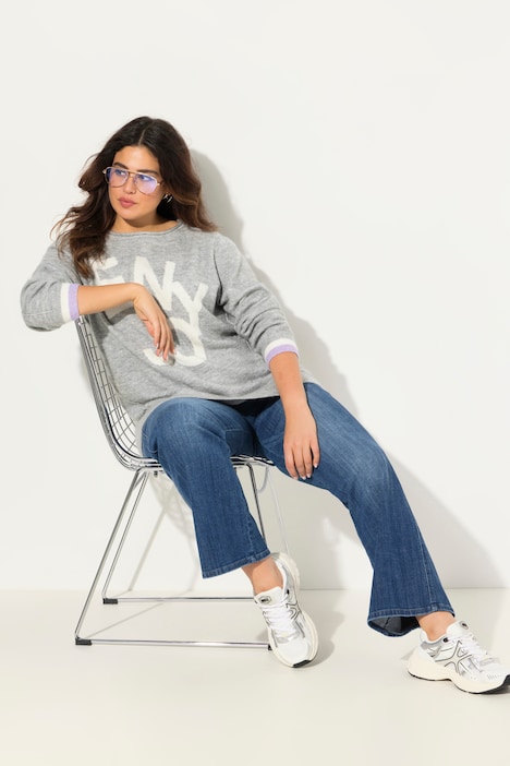 Pullover, Enjoy, Rundhals, Rollkante, Langarm
