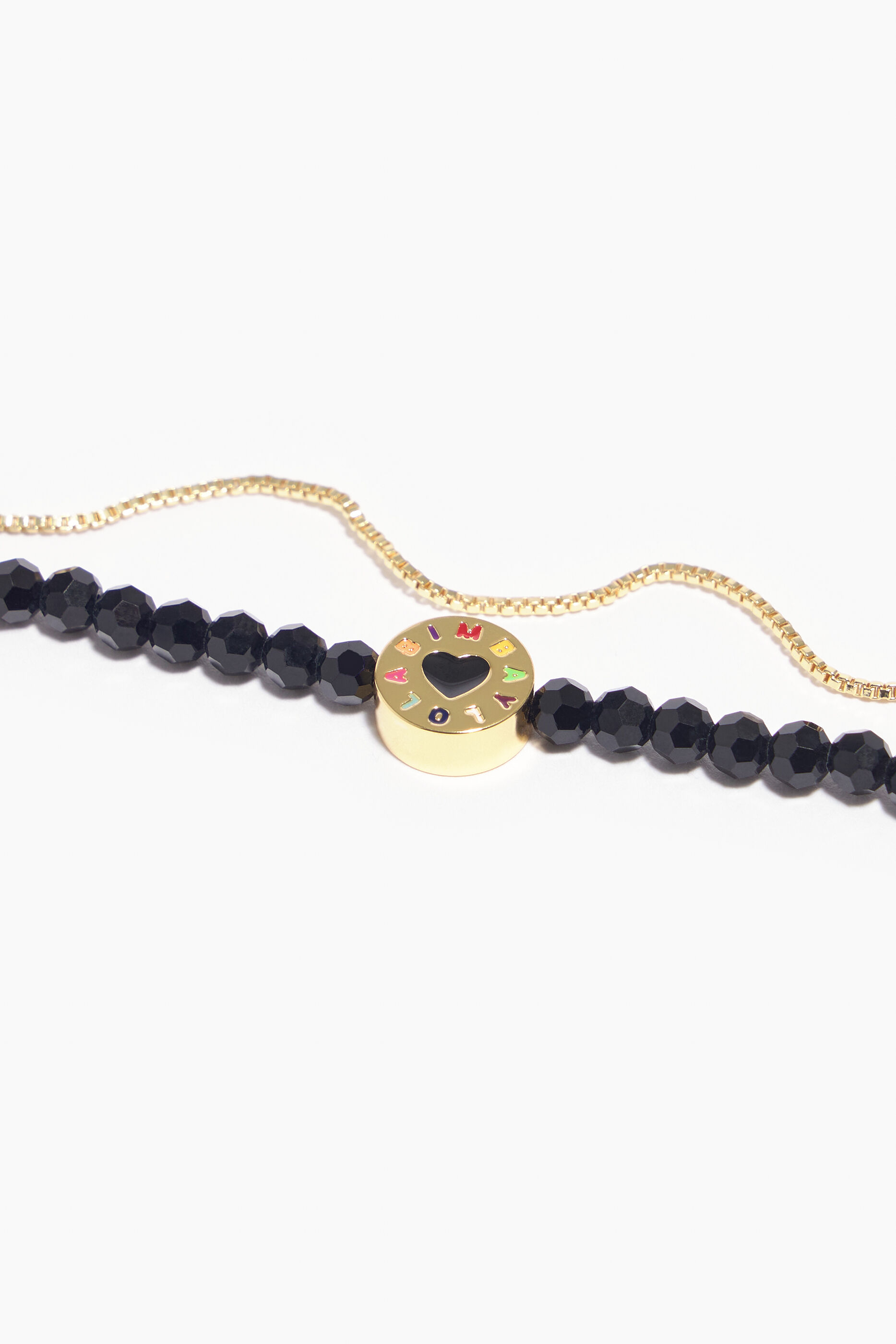 Pulseira preta com dois cristais