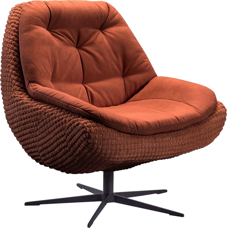 exxpo - sofa fashion Drehsessel »Dim, Loungesessel im Materialmix, Design und Komfort, Solitärmöbel« Drehsessel bequem gepolstert mit elegantem Metall-Sternfuss