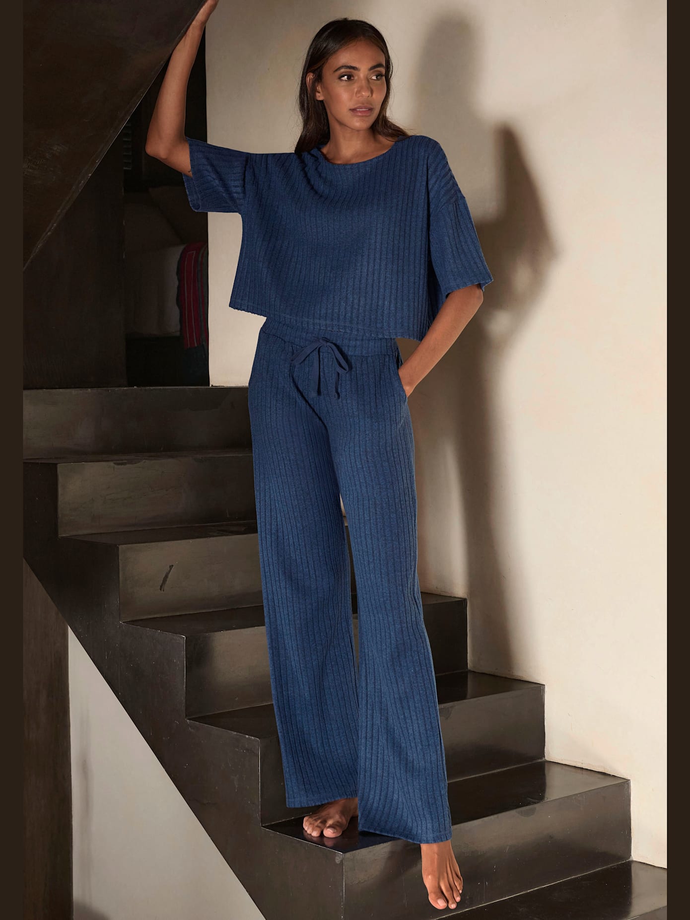 Pantalon d'intérieur pantalon côtelé avec jambes larges