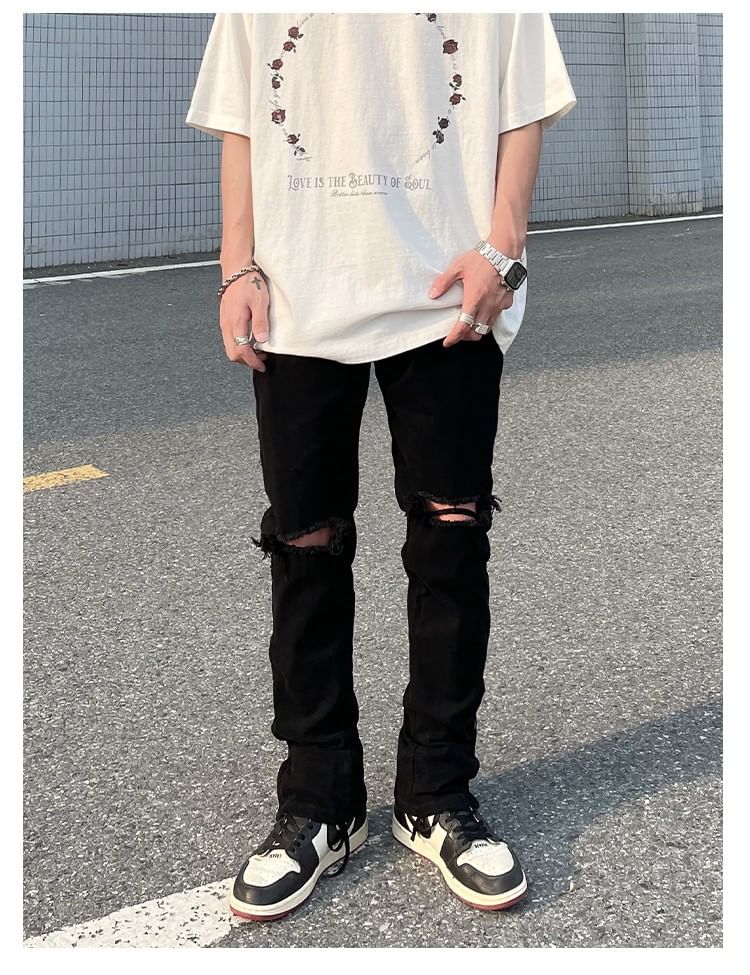 Savenne - Mid Rise Distressed Slim Fit Jeans