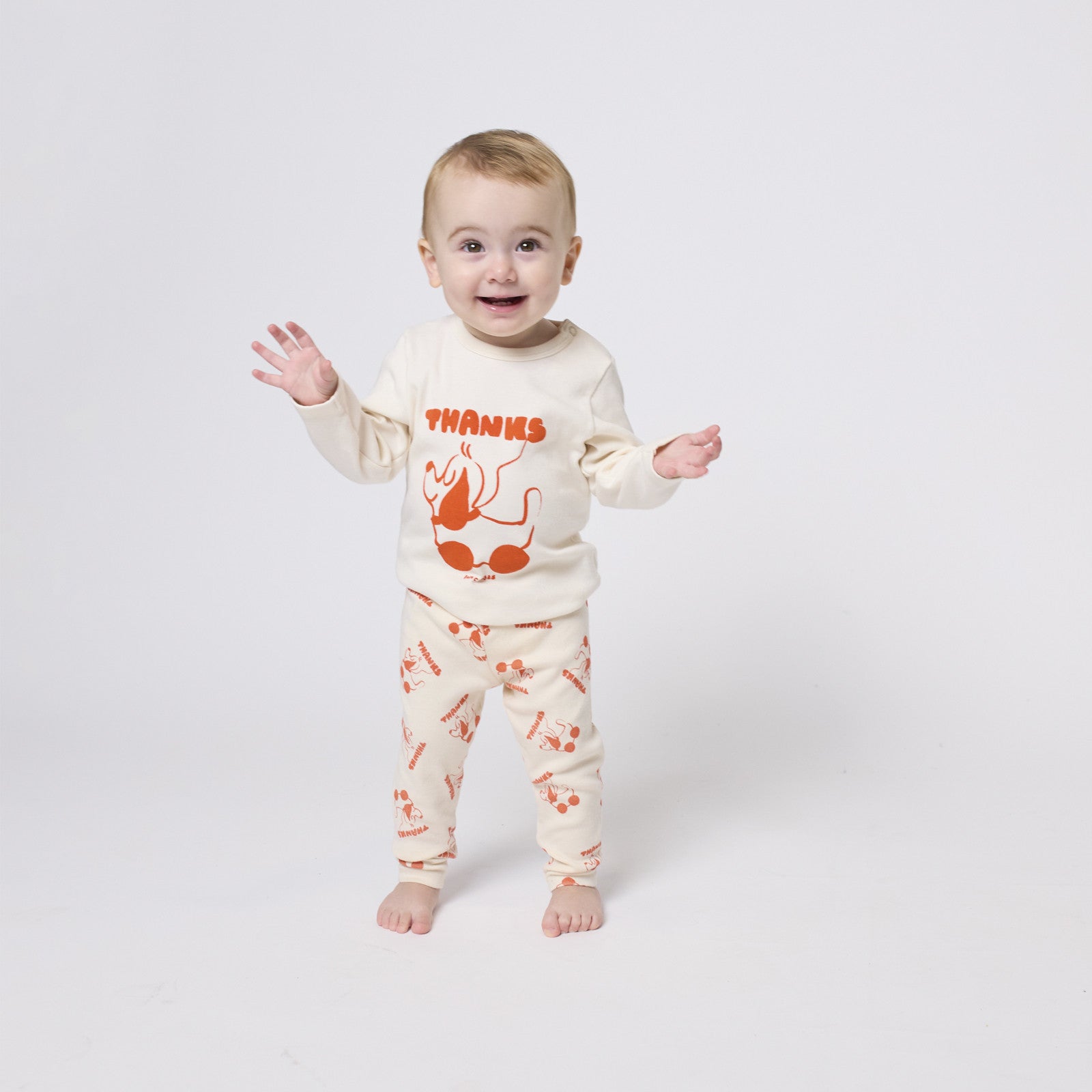 Baby Langarmshirt Rolling Dog Offwhite