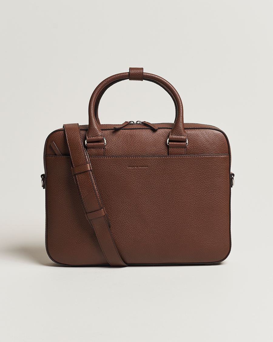 Tiger of Sweden Bosun Grained Leather Briefcase Brown