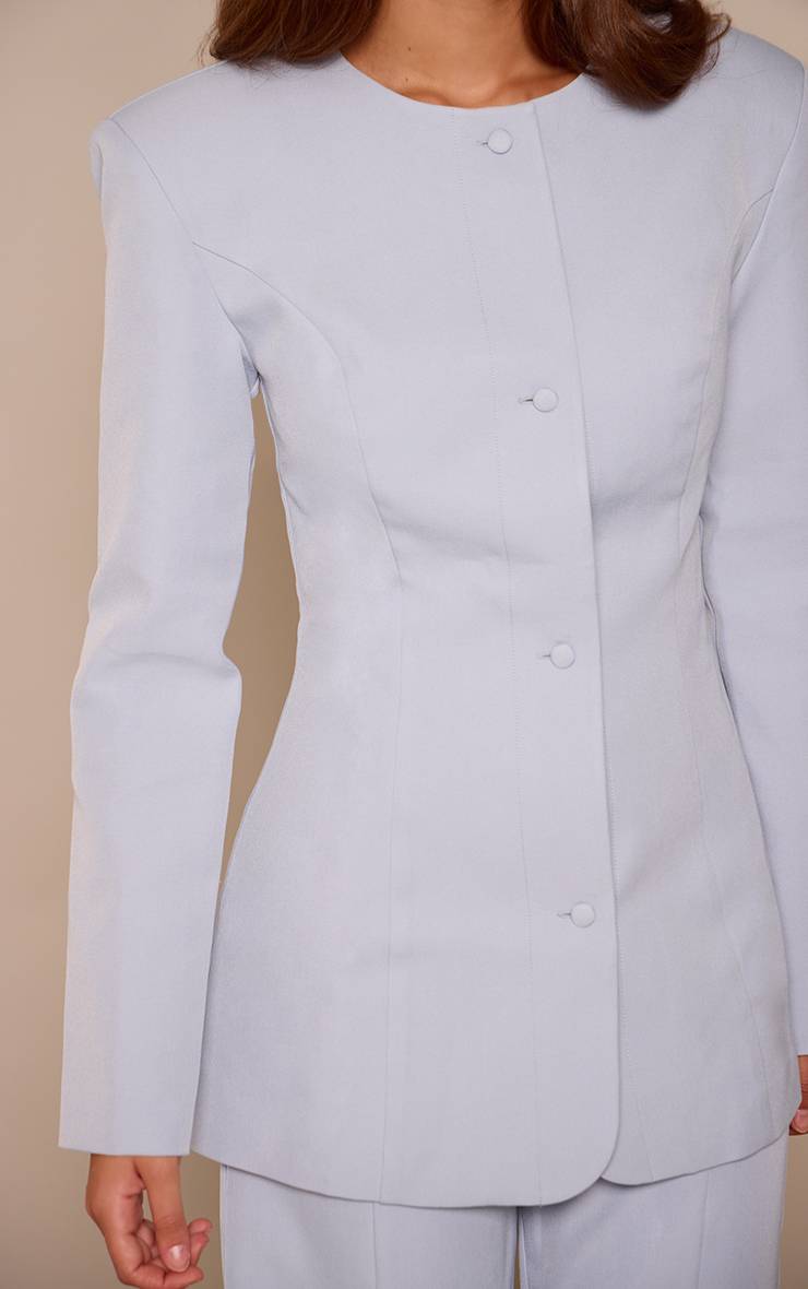 Bleu Poudré Ensemble Coordonné Blazer Ajusté Structuré