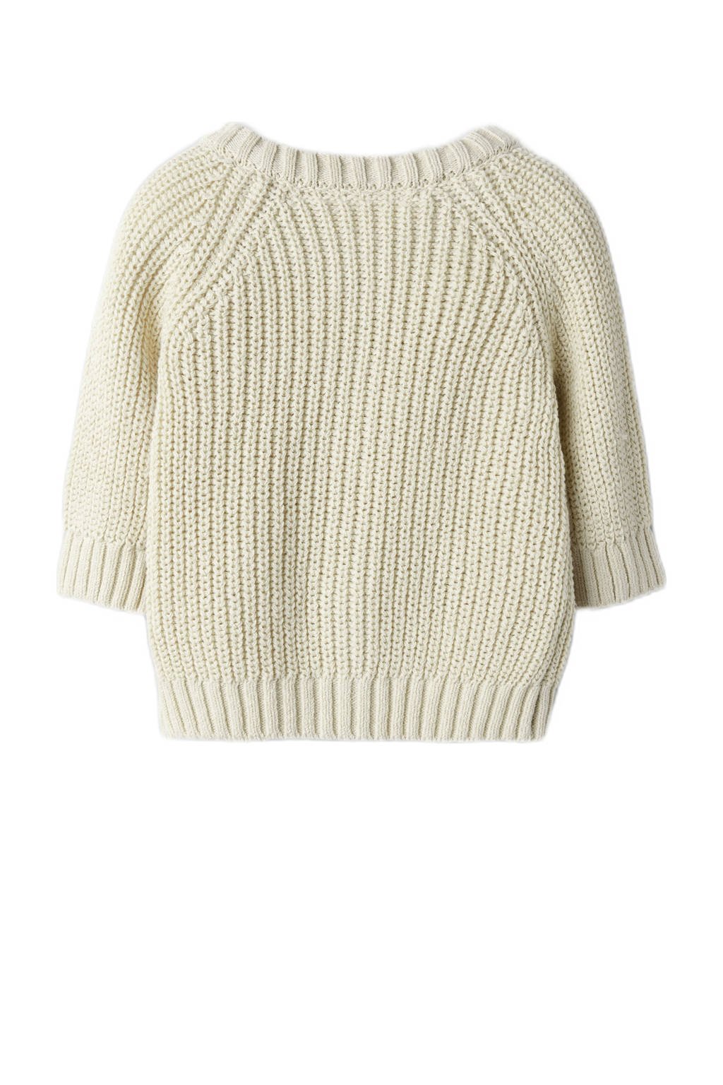 LIL' ATELIER BABY vest beige grof gebreid