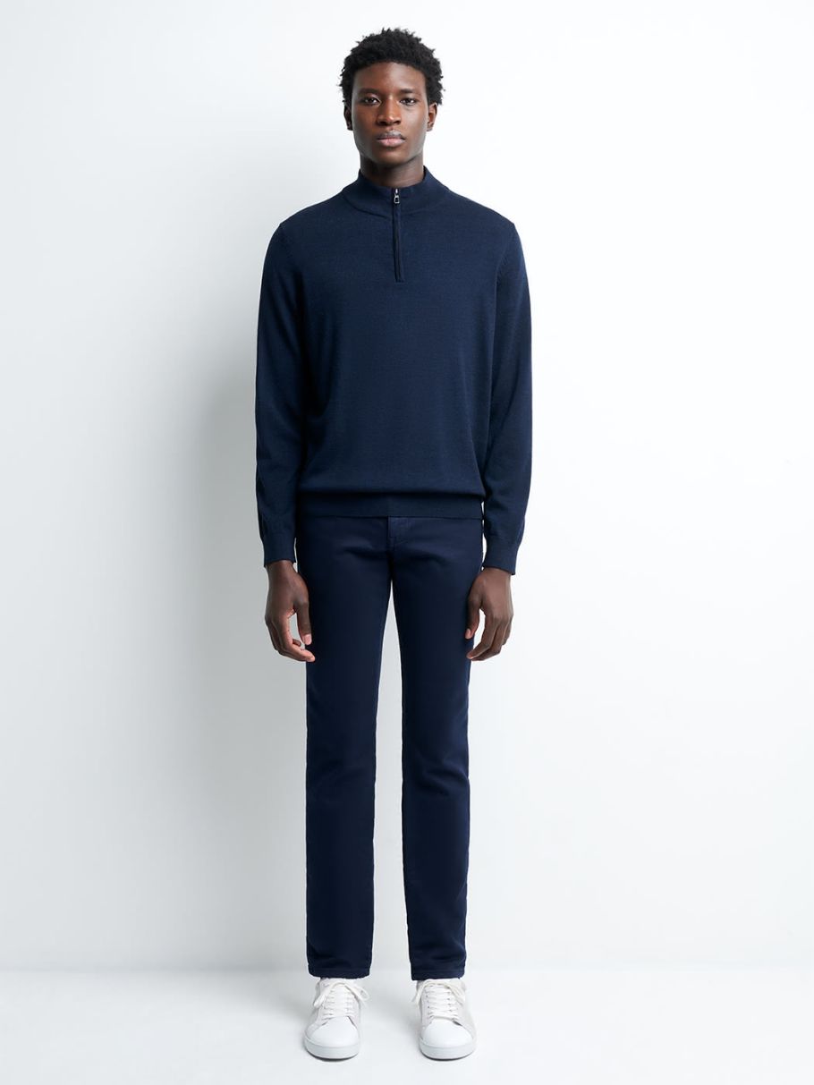 Pull col montant zippé en laine mérinos
