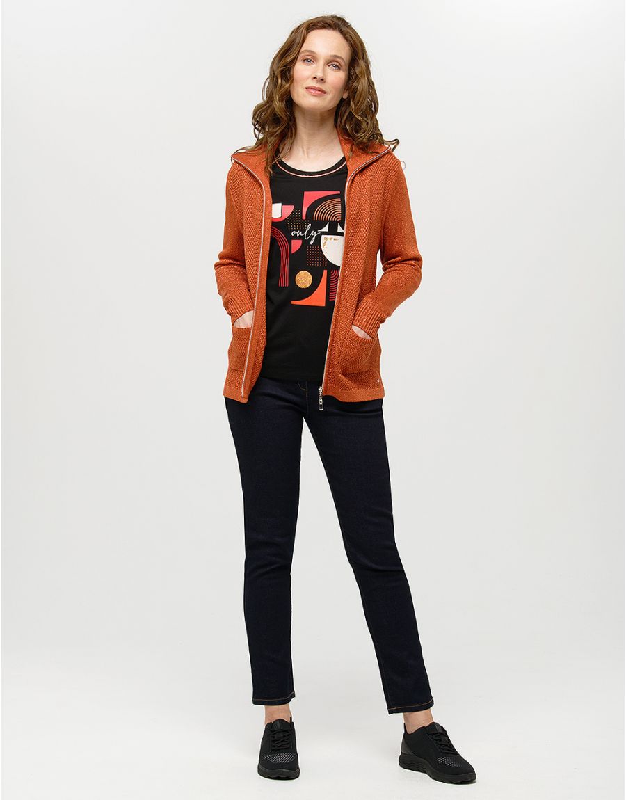 Gilet maille orange irisé