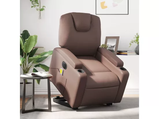 Fauteuil inclinable de massage électrique marron similicuir