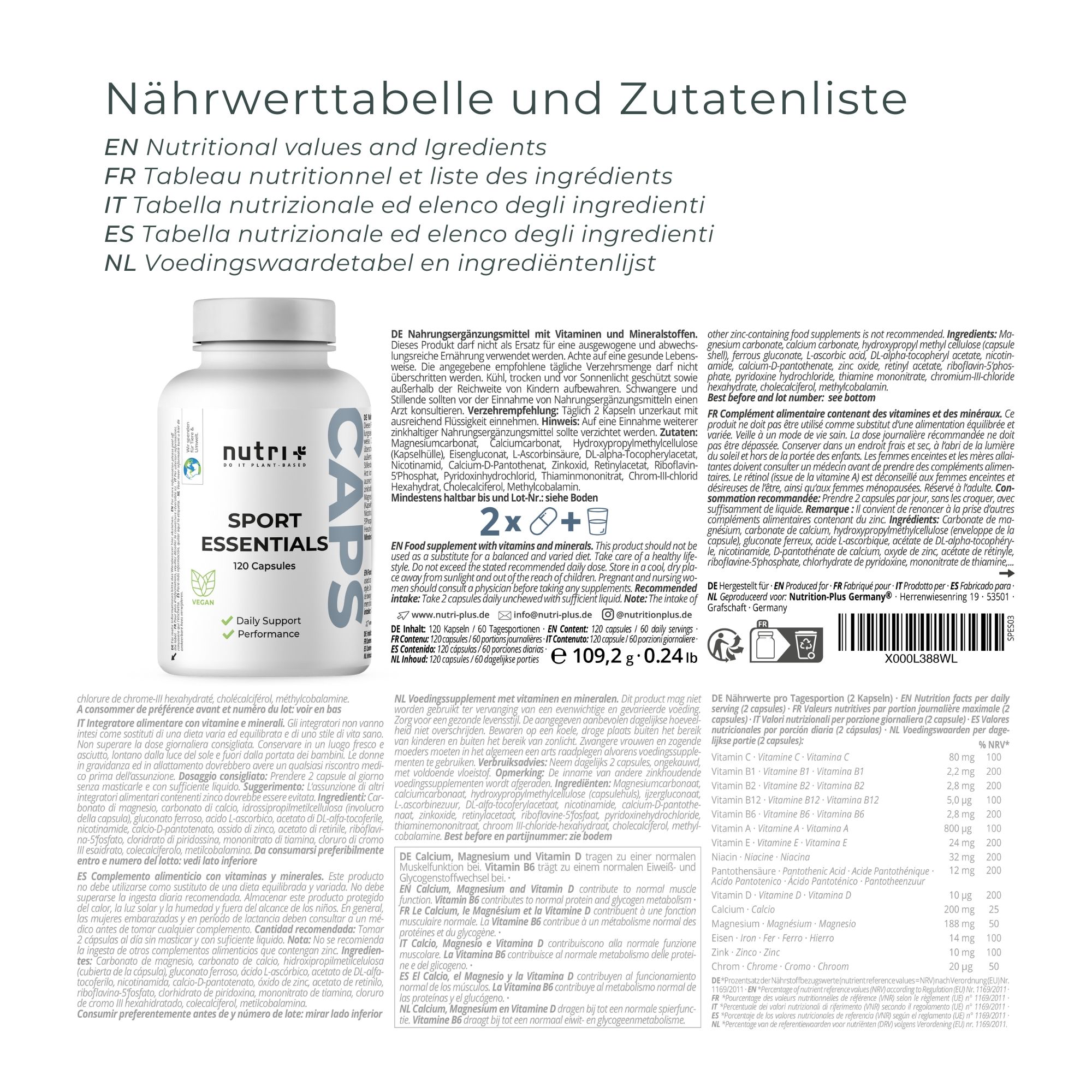 Nutri+ Sport Essentials Sportler Vitamine