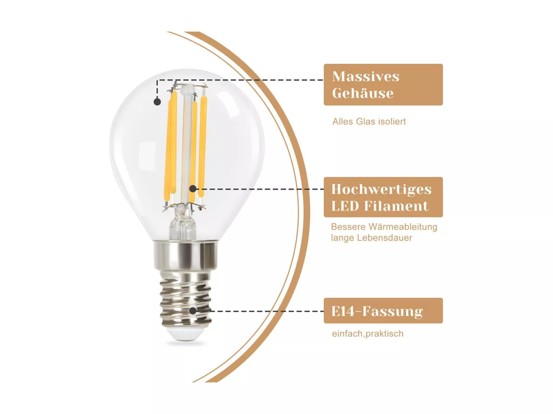 NETTLIFE Lot de 6 ampoules LED E14 vintage Edison - ampoules à filament blanc chaud G45 2700K 4W en verre de haute qualité idéales pour hôtel café