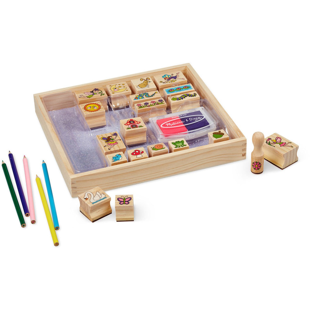 Køb Melissa & Doug Multifarvet Wooden Stamp-A-Scene Fairy Garden
