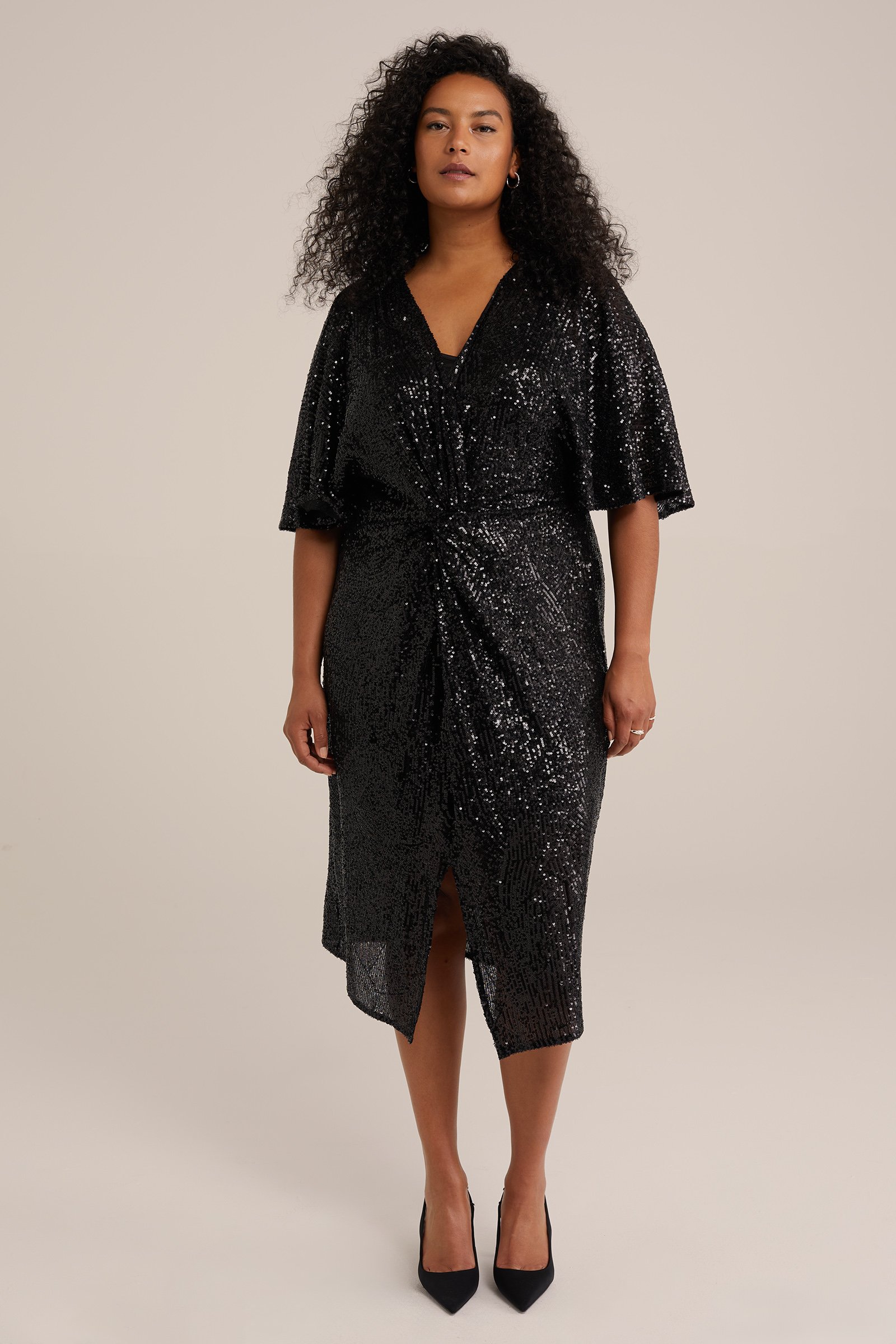 jurk met pailletten - Curve WE Fashion Zwart
