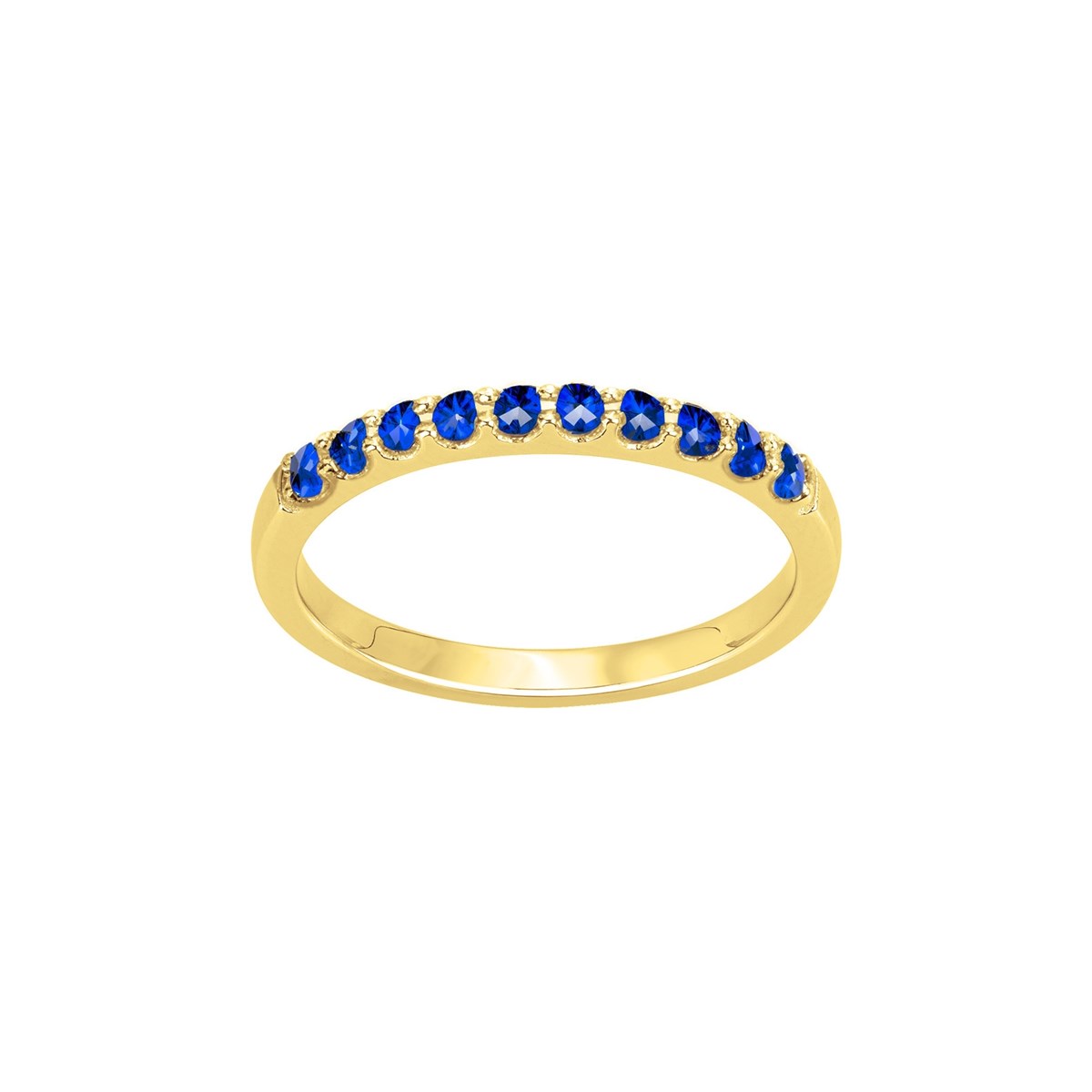 Bague en Plaqué Or avec spinelle bleu saphir