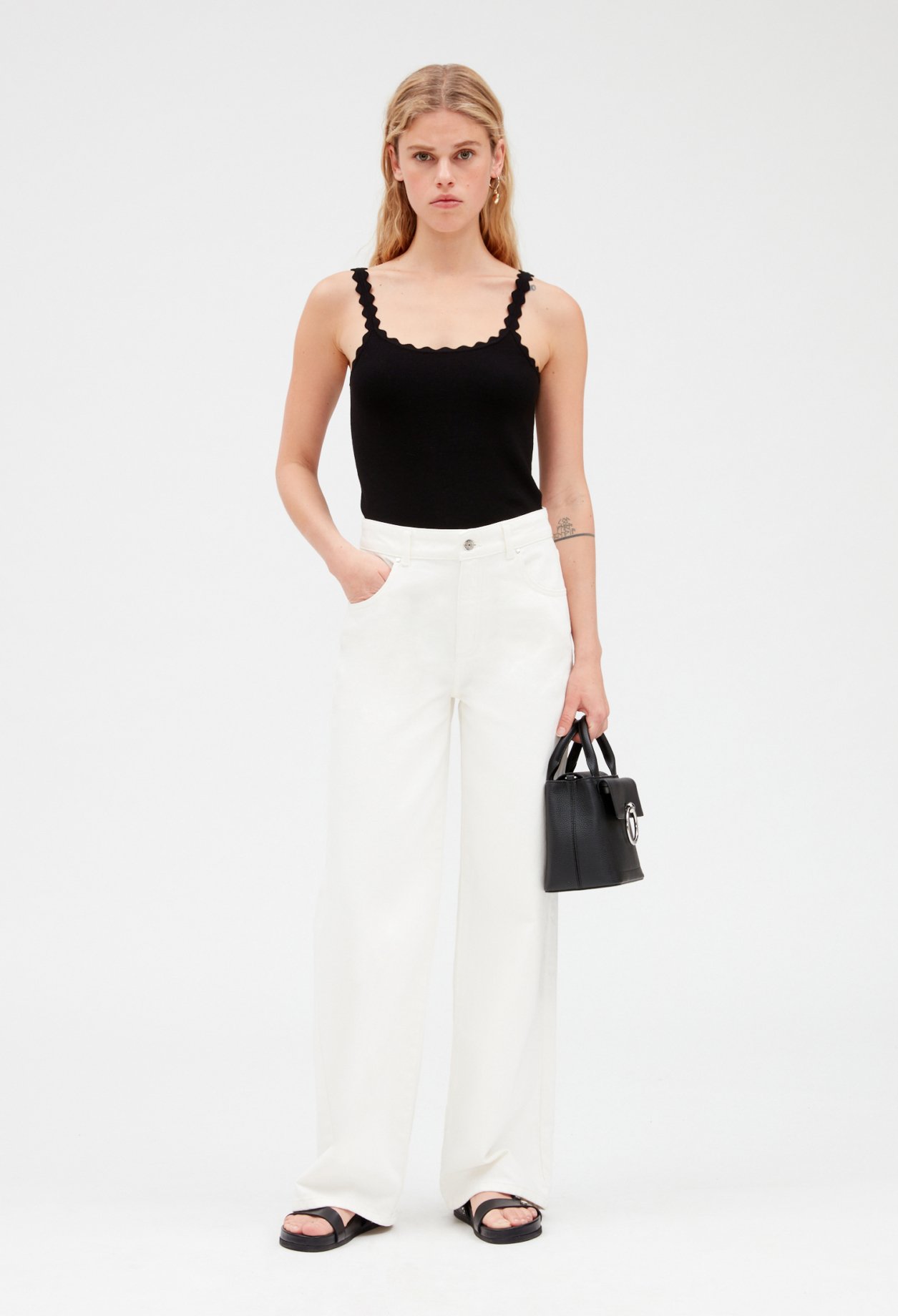 Debardeur court maille noir