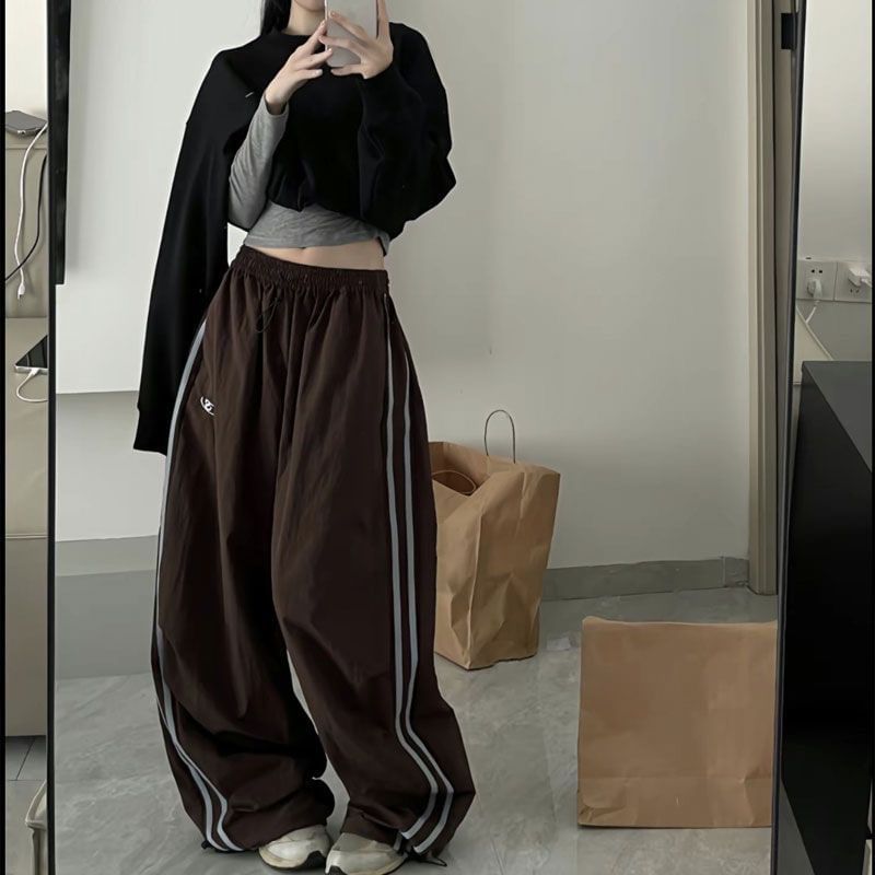 Rosesand - High Rise Striped Loose-Fit Wijde Joggingbroek