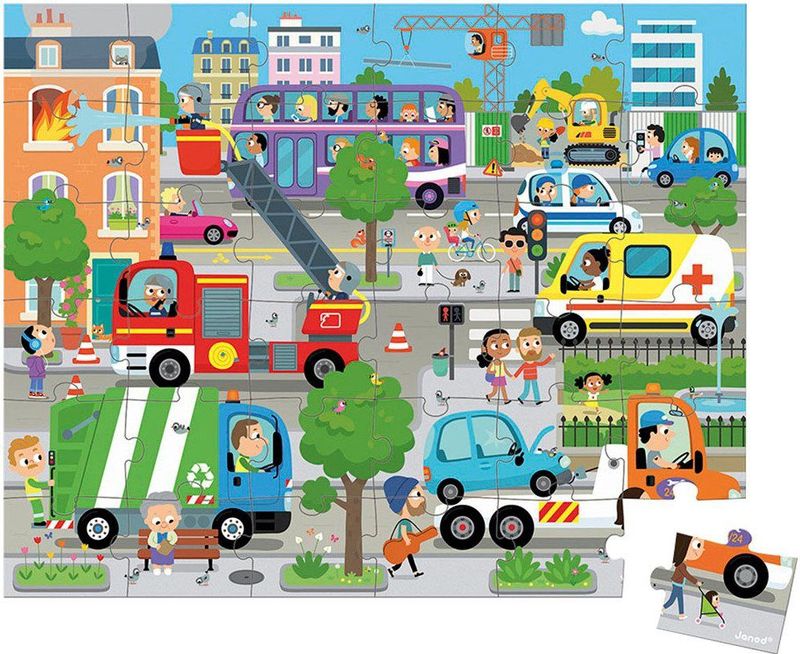 Janod - J02644 - Kinderpuzzel - Stad - 36 Stukken - Educatief Spel